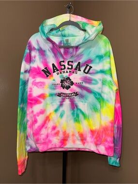 Comfort Colors Tie-Dye Nassau Bahamas Hoodie. Size Large.